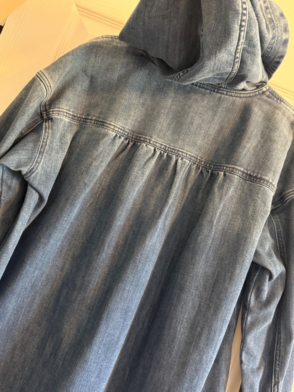 LOGO Lori Goldstein denim hoodie pullover large - Picture 3 of 11